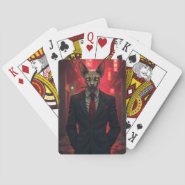 Neon Noir Sphynx Cat in Mafia Style Casinokort