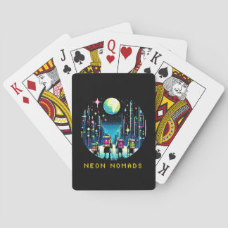 Neon Nomads - Cyberpunk Pixel Art Travel Design Casinokort