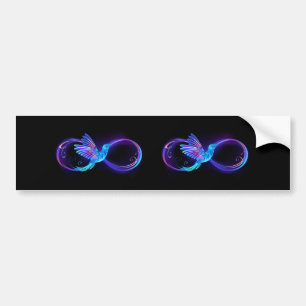 Neon Oändlighetssymbol med Glödande Kolibri Bildekal