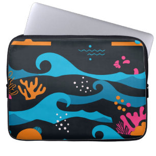 Neon Ocean Abstrakt Laptop Fodral