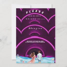 Neon Ocean-Thned-Möhippa Inbjudningar