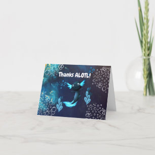 Neon och Navy Blue Axolotl Underwater Boy Birthday Tack Kort