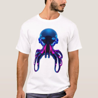 Neon OctoRobot Ansikte T Shirt