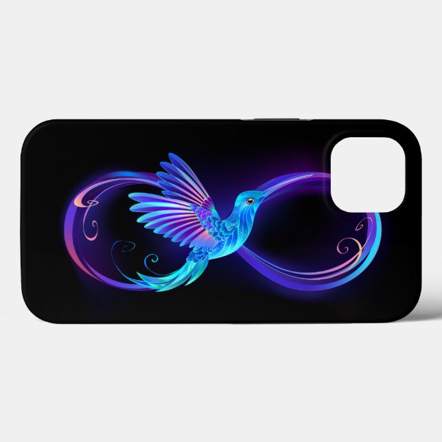 Neon Ofinity Symbol med glowing Hummingbird (Baksida (horisontell))