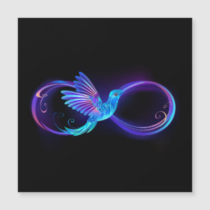 Neon Ofinity Symbol med glowing Hummingbird
