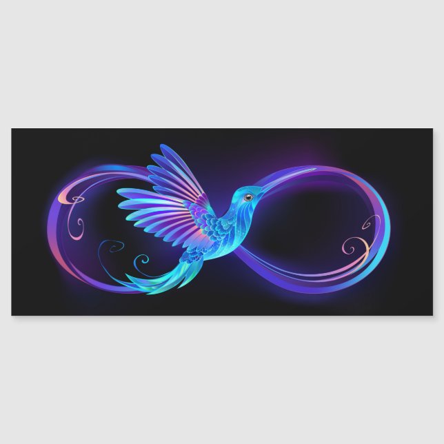 Neon Ofinity Symbol med glowing Hummingbird (Framsida)