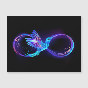 Neon Ofinity Symbol med glowing Hummingbird