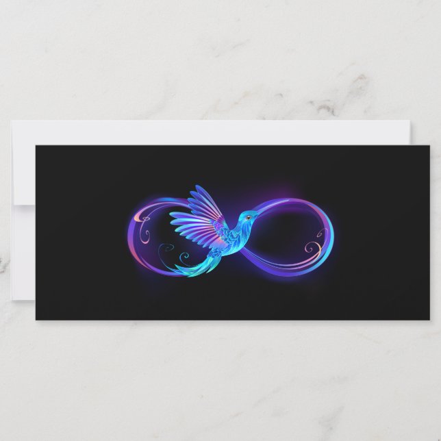 Neon Ofinity Symbol med glowing Hummingbird (Framsida)