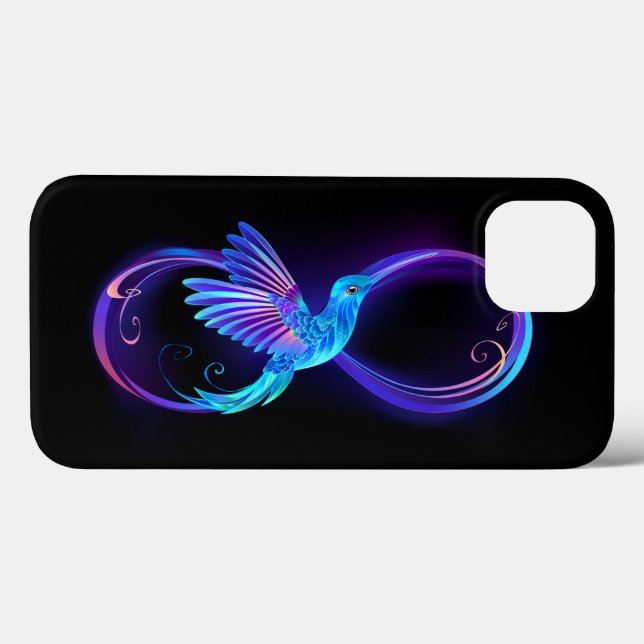 Neon Ofinity Symbol med glowing Hummingbird (Baksida (horisontell))