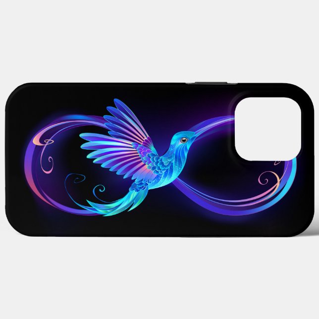 Neon Ofinity Symbol med glowing Hummingbird (Baksida (horisontell))
