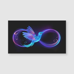 Neon Ofinity Symbol med glowing Hummingbird