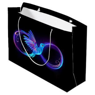 Neon Ofinity Symbol med glowing Hummingbird