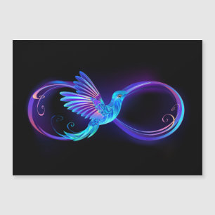 Neon Ofinity Symbol med glowing Hummingbird
