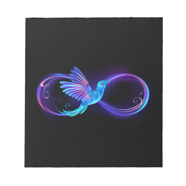 Neon Ofinity Symbol med glowing Hummingbird Anteckningsblock (Framsida)