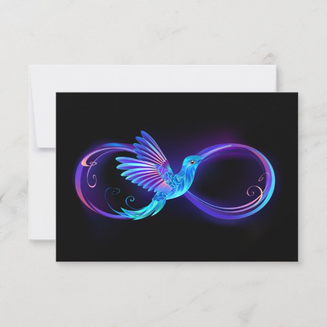 Neon Ofinity Symbol med glowing Hummingbird Anteckningskort (Framsida)