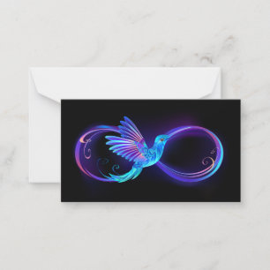 Neon Ofinity Symbol med glowing Hummingbird Anteckningskort