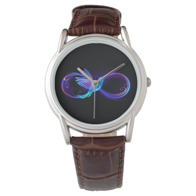Neon Ofinity Symbol med glowing Hummingbird Armbandsur (Framsida)