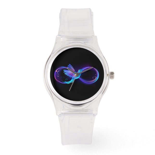 Neon Ofinity Symbol med glowing Hummingbird Armbandsur (Framsida)
