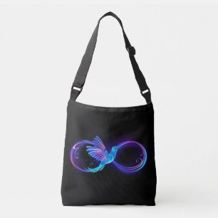 Neon Ofinity Symbol med glowing Hummingbird Axelväska