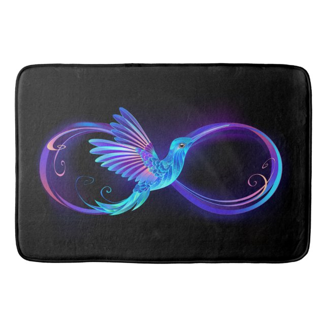 Neon Ofinity Symbol med glowing Hummingbird Badrumsmatta (Framsidan)