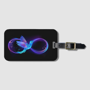 Neon Ofinity Symbol med glowing Hummingbird Bagagebricka