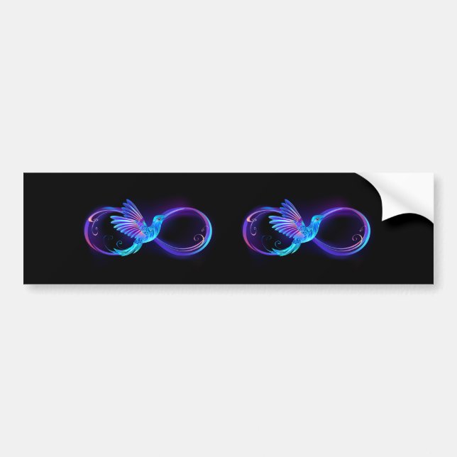 Neon Ofinity Symbol med glowing Hummingbird Bildekal (Framsidan)