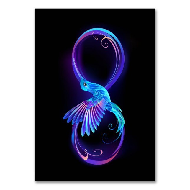 Neon Ofinity Symbol med glowing Hummingbird Bordsnummer (Framsidan)