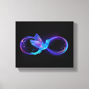 Neon Ofinity Symbol med glowing Hummingbird Canvastryck
