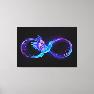 Neon Ofinity Symbol med glowing Hummingbird Canvastryck