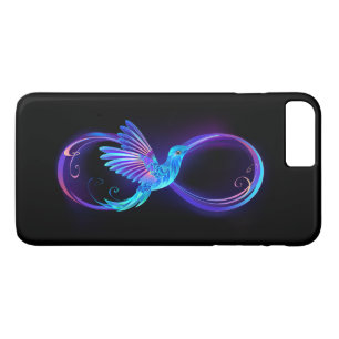Neon Ofinity Symbol med glowing Hummingbird