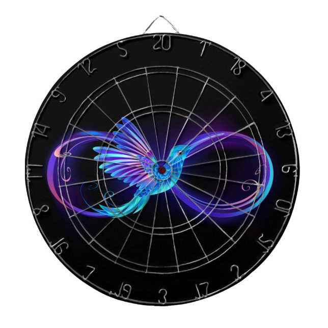 Neon Ofinity Symbol med glowing Hummingbird Darttavla (Framsidan)