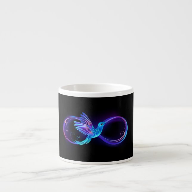 Neon Ofinity Symbol med glowing Hummingbird Espressomugg (Framsidan)