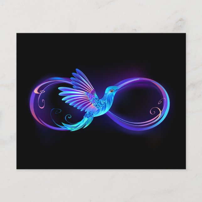 Neon Ofinity Symbol med glowing Hummingbird Flygblad (Framsidan)
