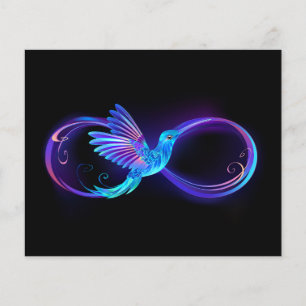 Neon Ofinity Symbol med glowing Hummingbird Flygblad
