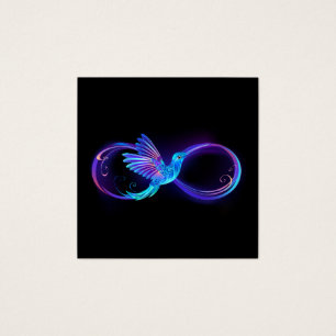 Neon Ofinity Symbol med glowing Hummingbird Fyrkantigt Visitkort