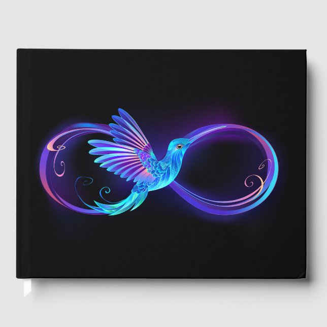 Neon Ofinity Symbol med glowing Hummingbird Gästböcker (Framsida)