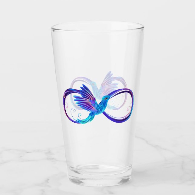 Neon Ofinity Symbol med glowing Hummingbird Glaskopp (Framsida)