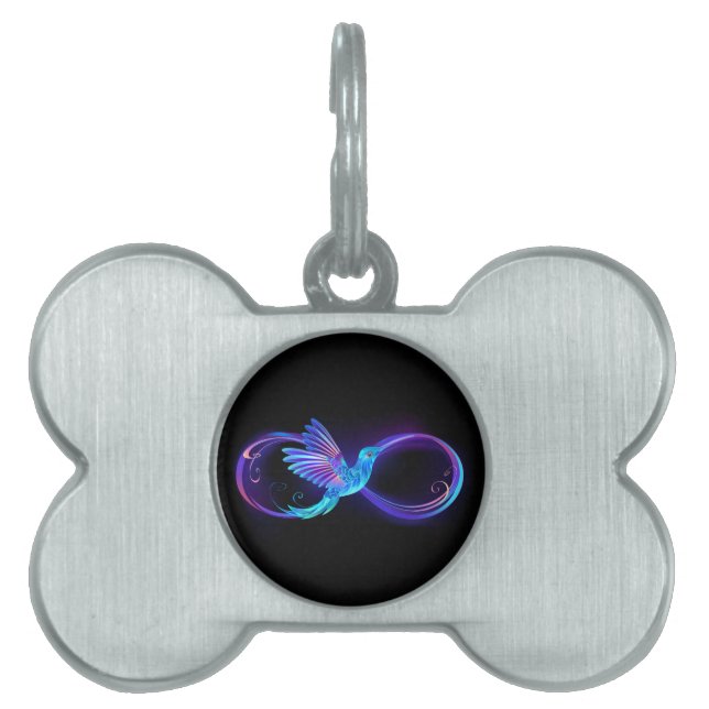 Neon Ofinity Symbol med glowing Hummingbird ID-bricka Husdjur (Framsidan)