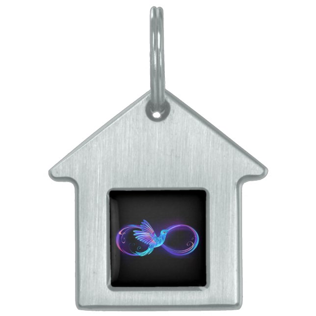 Neon Ofinity Symbol med glowing Hummingbird ID-bricka Husdjur (Framsidan)