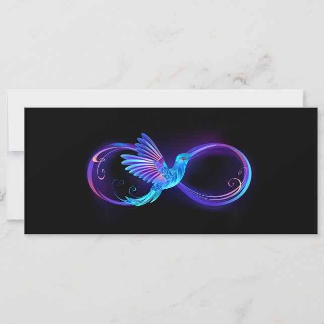 Neon Ofinity Symbol med glowing Hummingbird Inbjudningar (Framsida)