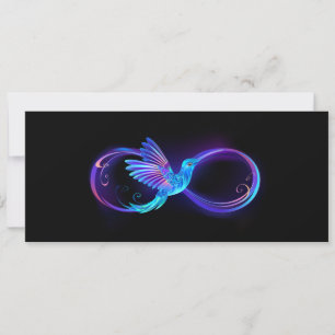 Neon Ofinity Symbol med glowing Hummingbird Inbjudningar