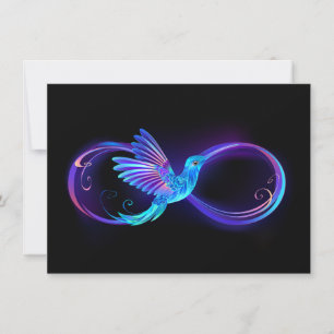 Neon Ofinity Symbol med glowing Hummingbird Inbjudningar