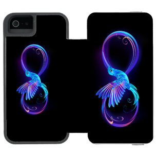 Neon Ofinity Symbol med glowing Hummingbird