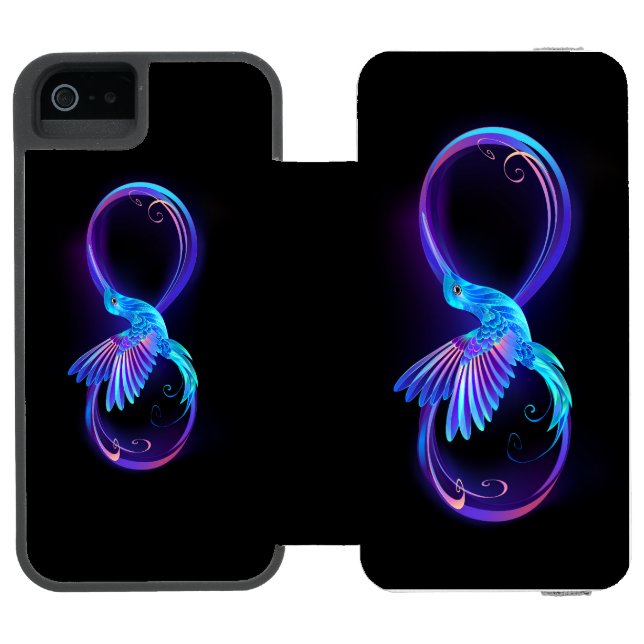 Neon Ofinity Symbol med glowing Hummingbird Incipio iPhone Wallet Skal (Folio Öppen)