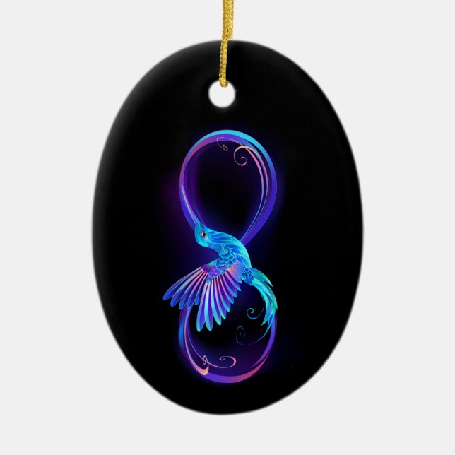 Neon Ofinity Symbol med glowing Hummingbird Julgransprydnad Keramik (Framsidan)
