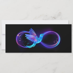 Neon Ofinity Symbol med glowing Hummingbird Julkort