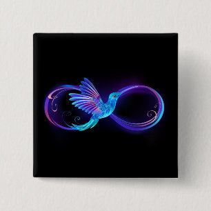 Neon Ofinity Symbol med glowing Hummingbird Knapp
