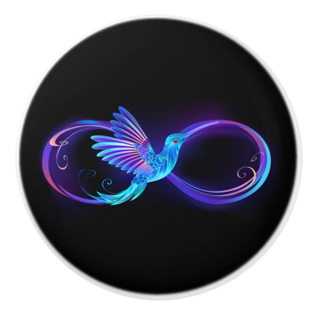 Neon Ofinity Symbol med glowing Hummingbird Knopp (Framsidan)