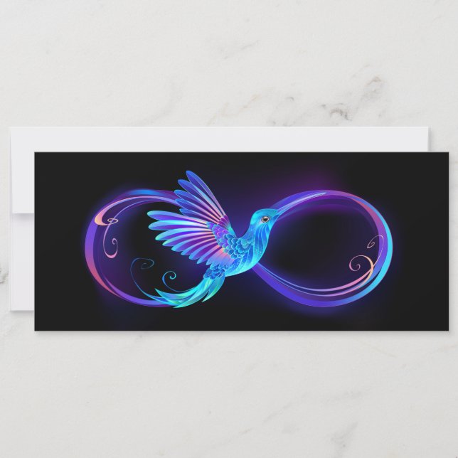 Neon Ofinity Symbol med glowing Hummingbird Kort (Framsida)