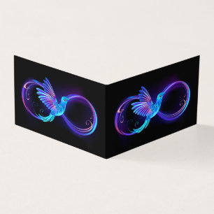 Neon Ofinity Symbol med glowing Hummingbird Kort